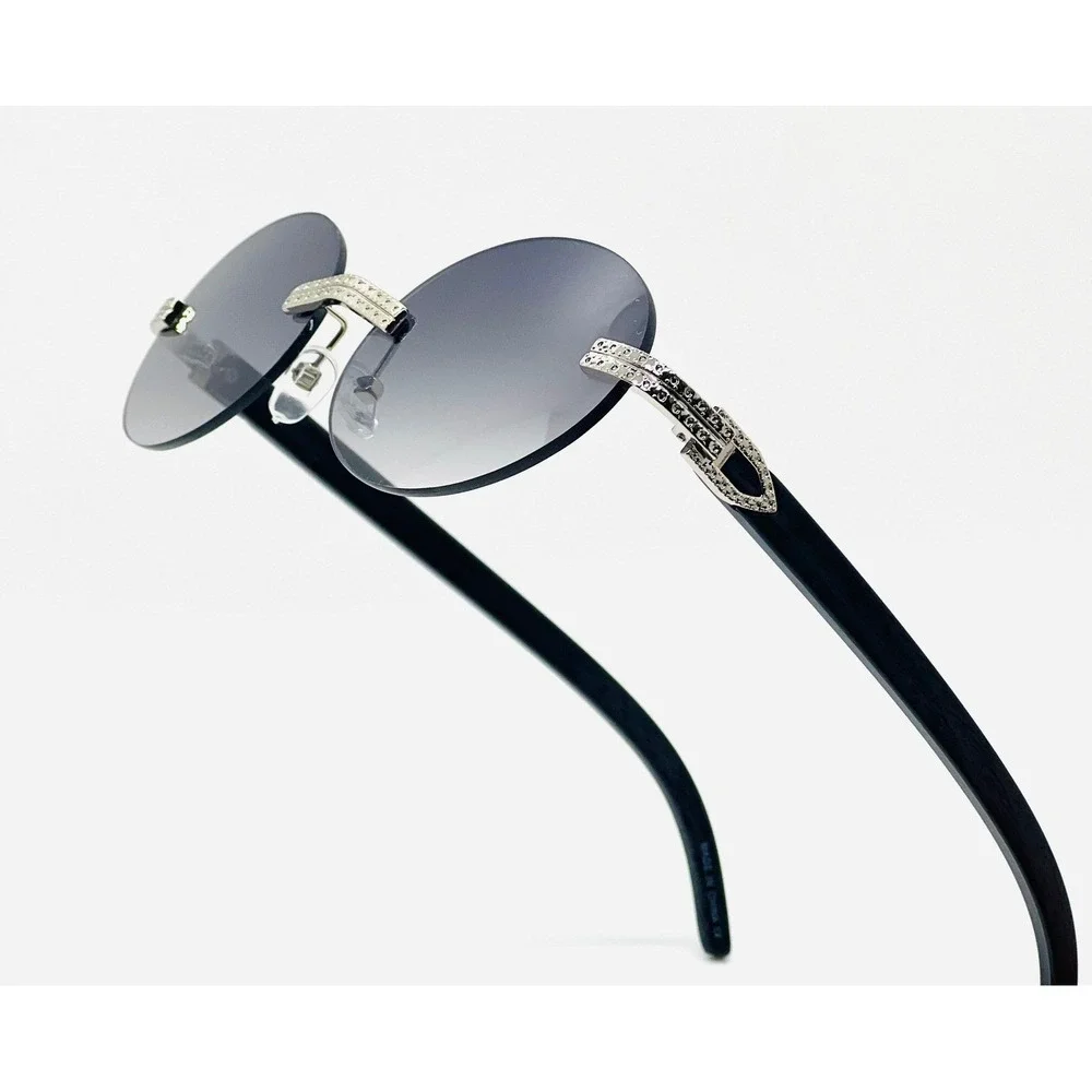 Rimless Sunglasses Oval Lens Black UV400 Protection Lens Retro Classic Hip Hop‎